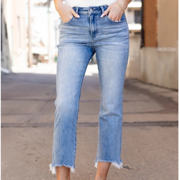 Mica Metallic Blue High Rise Cropped Jean 28 New With Tags - Picture 1 of 6
